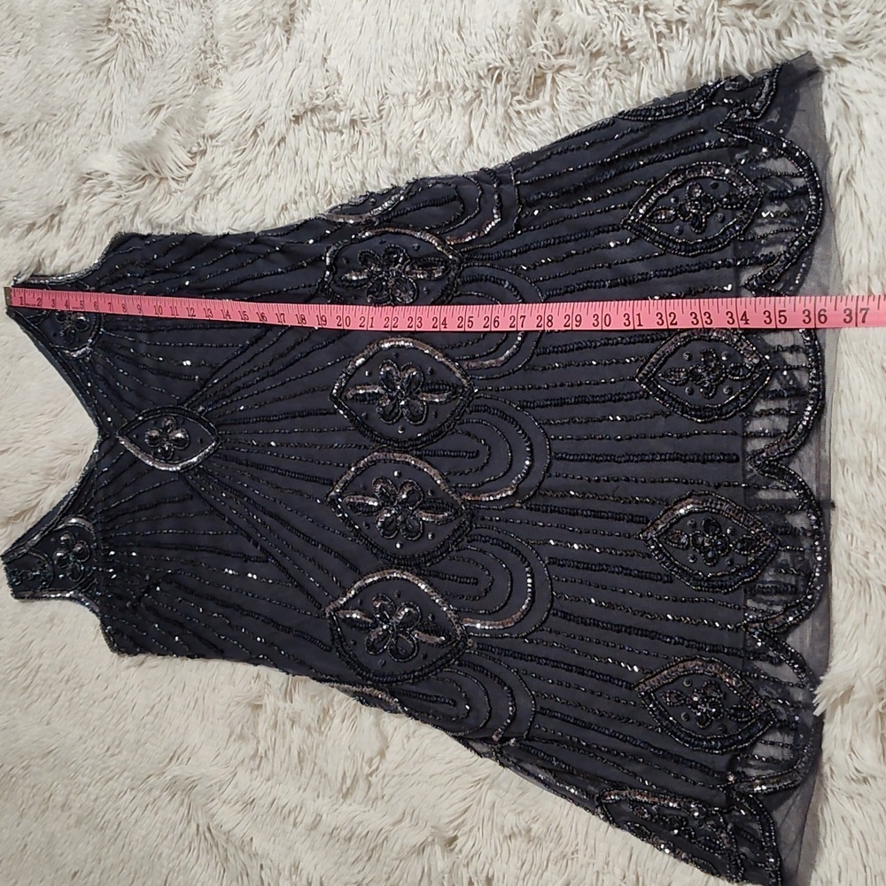 Prelude Beaded Sheath Dress Slate Blue Sleeveless Sequins Evening Dance Hoco 6 - Picture 11 of 13